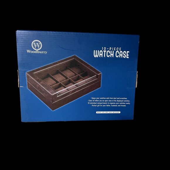 Woodbury Watch Case Collection Organizer 10 Piece Brown Brand New In Box - Picture 2 of 2